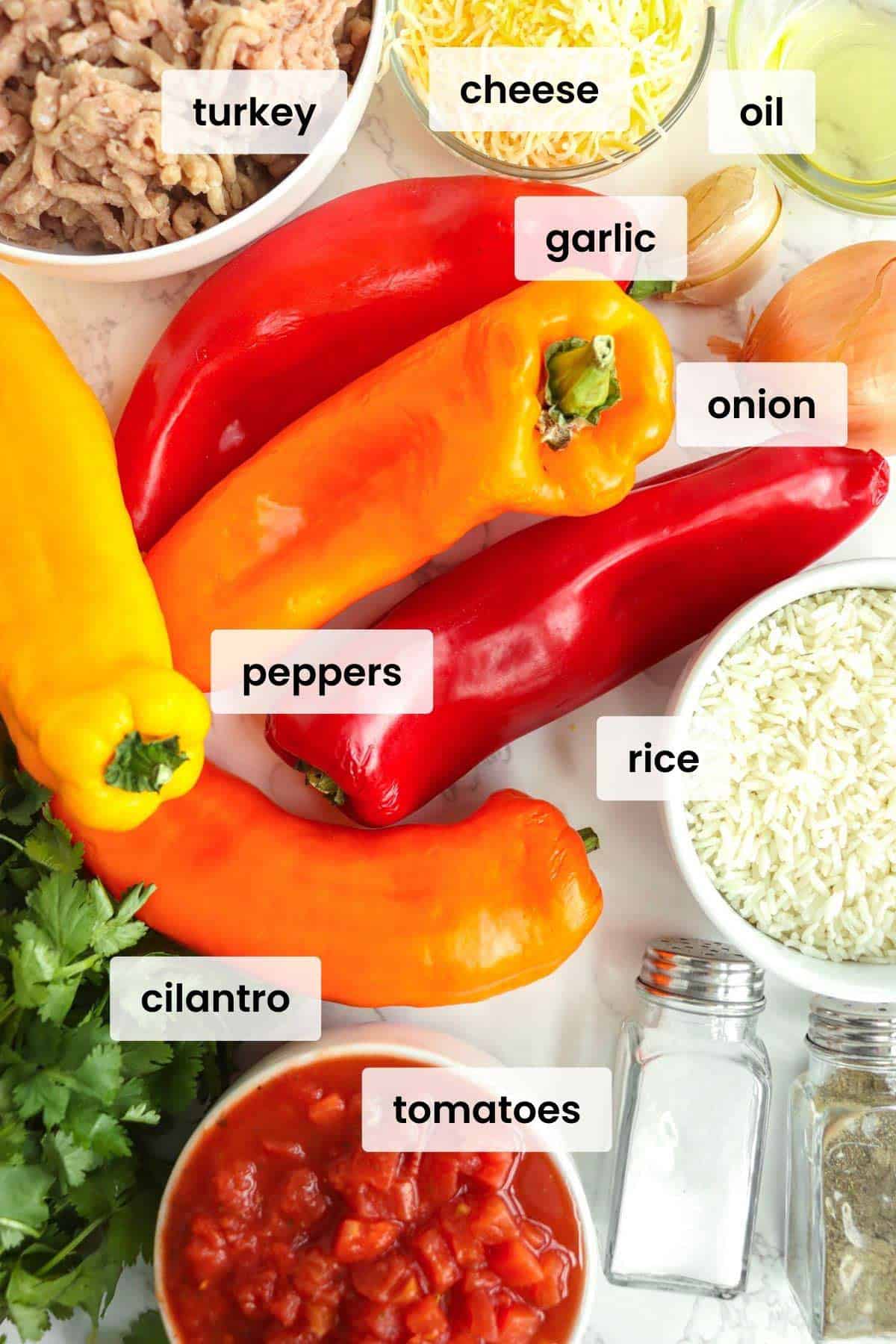 ingredients for stuffed turkey peppers.
