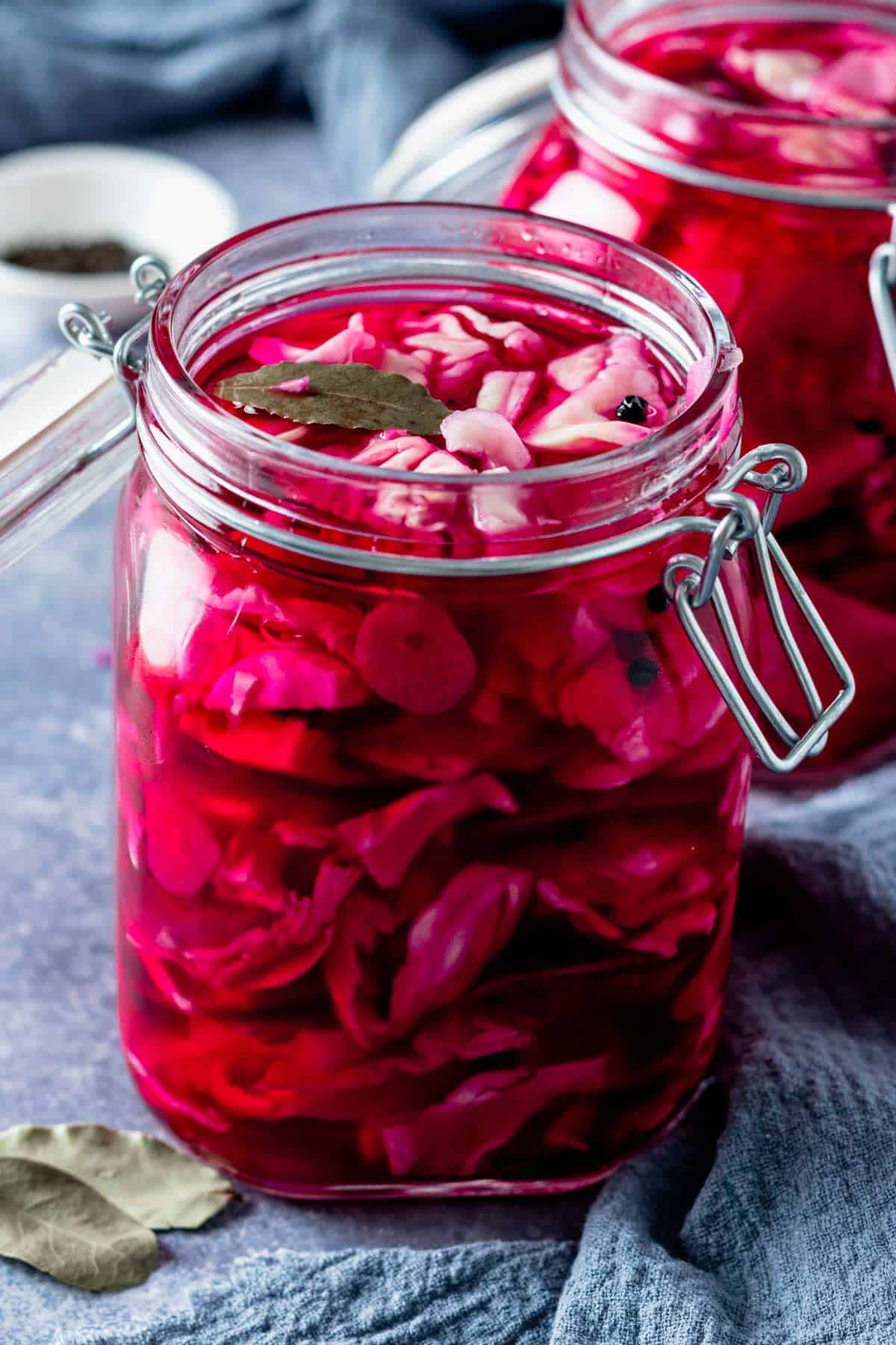 crispy pickled cabbage in a jar.