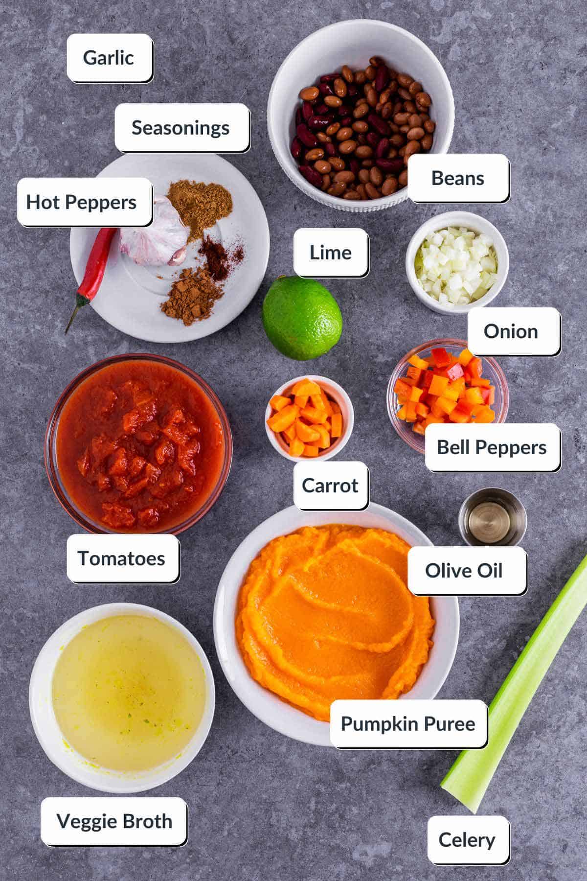 Vegan Pumpkin Chili Ingredients