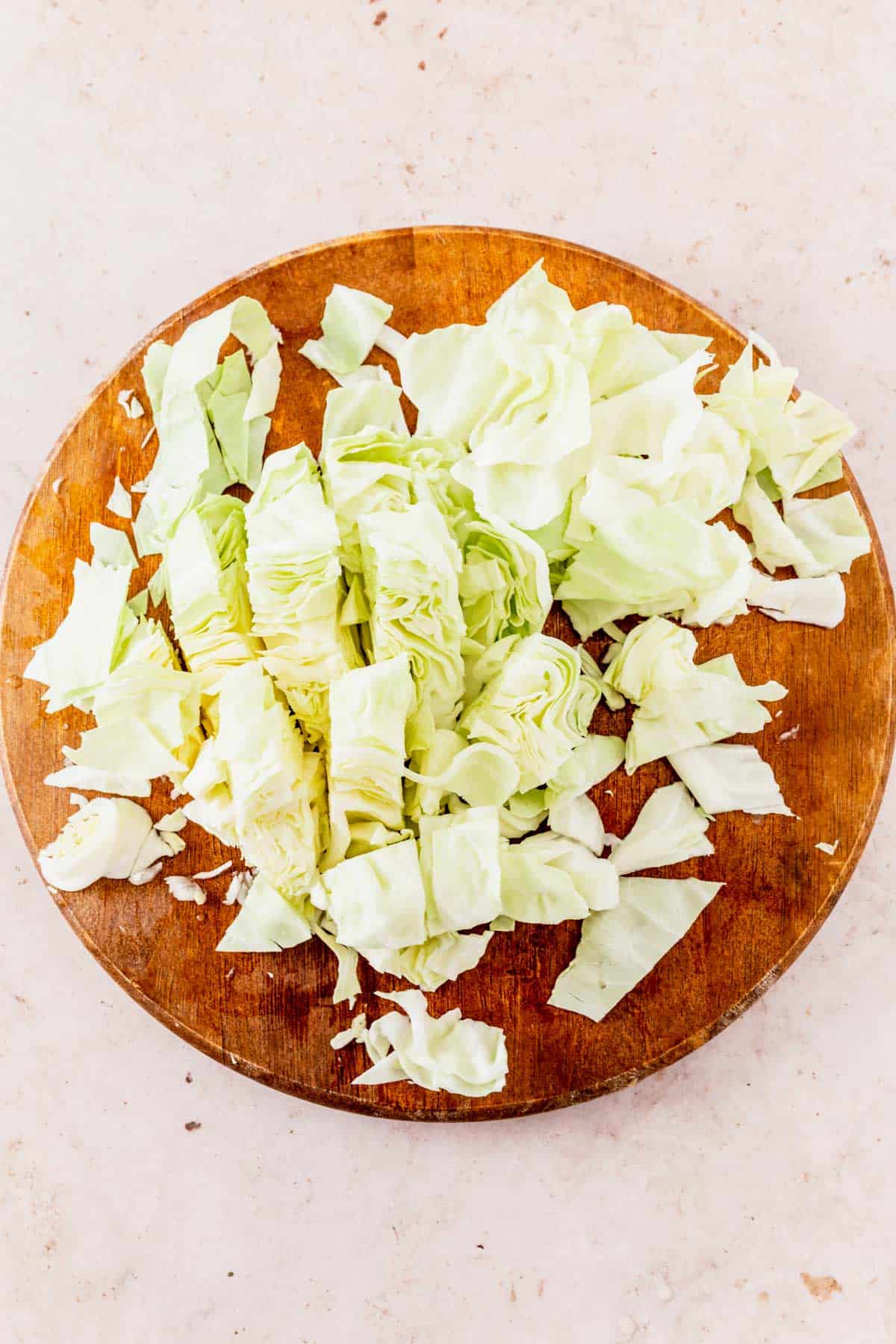 sliced cabbage on a cutting board