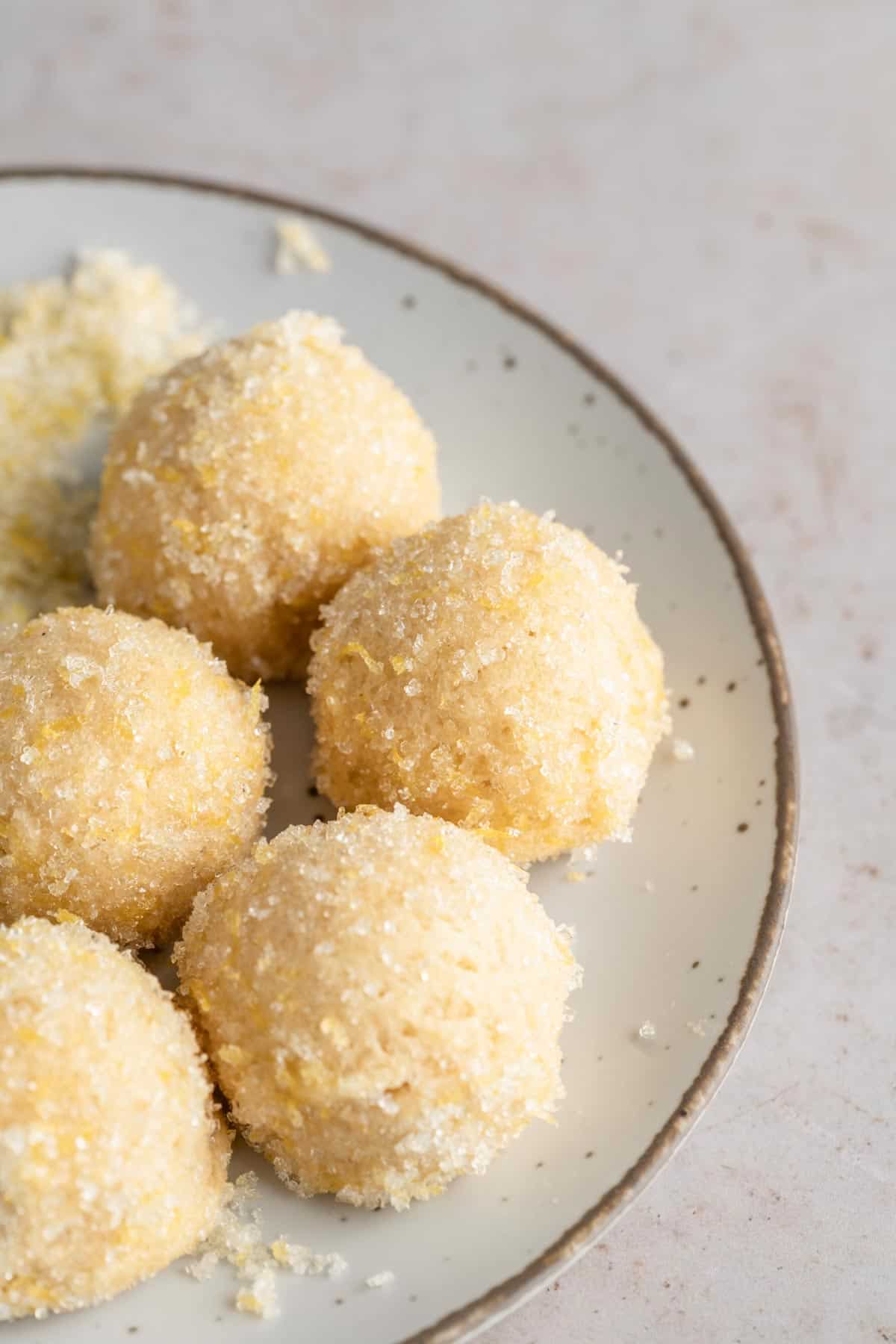 lemon sugar cookie balls with sugar coating