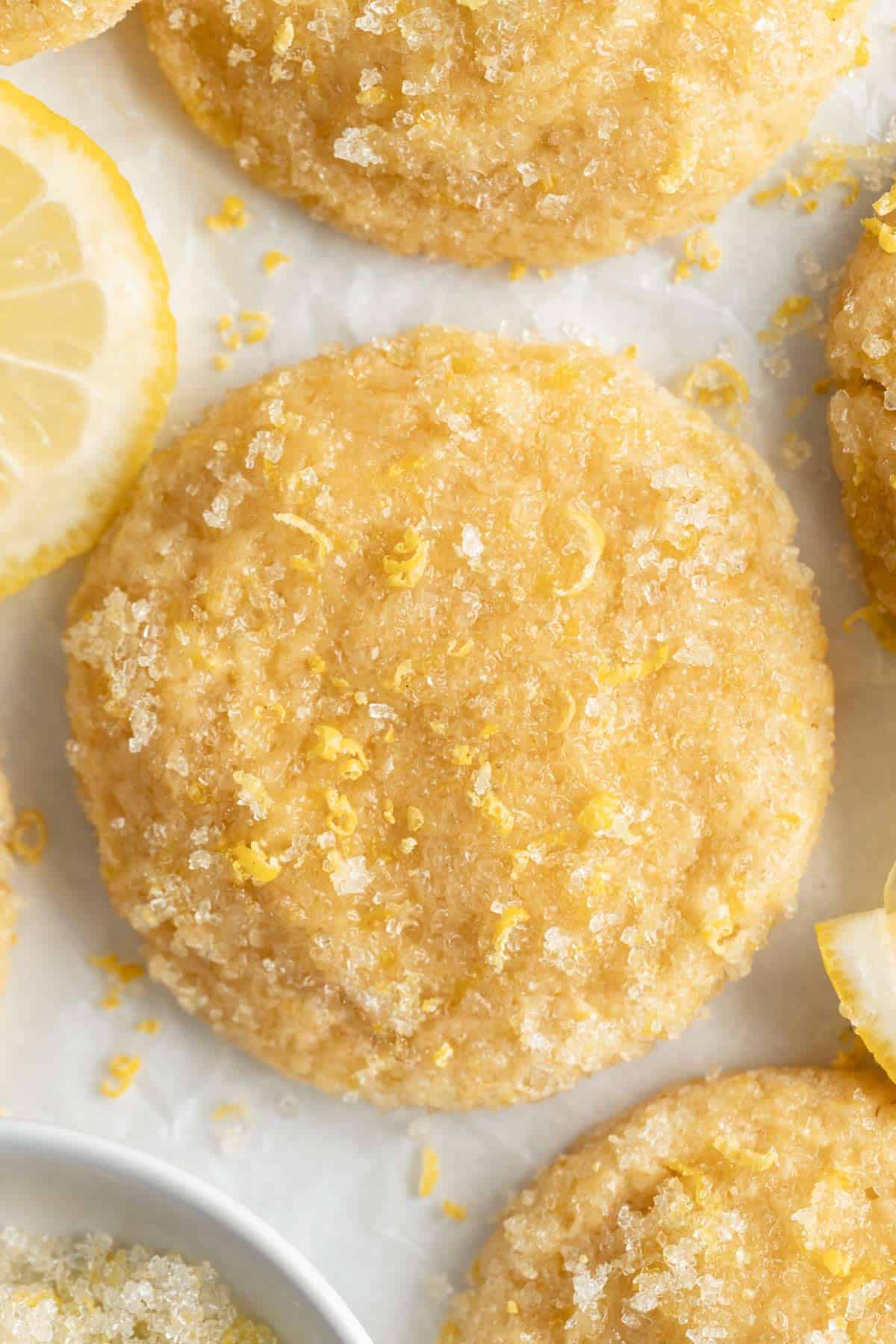 a close up shot of lemon sugar cookies