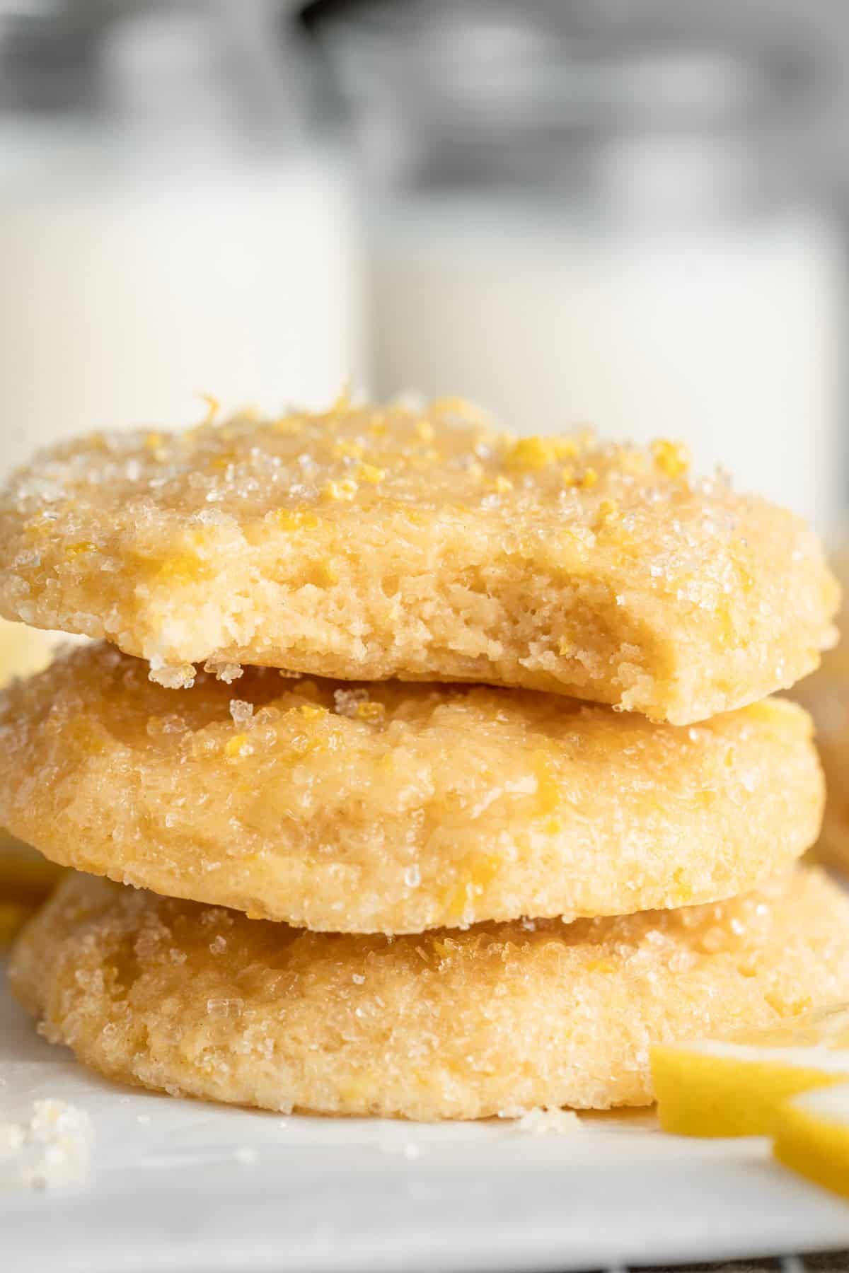 a stack of lemon sugar cookies