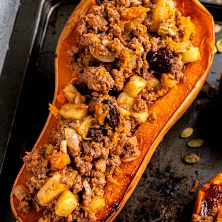 ground beef stuffed butternut squash.