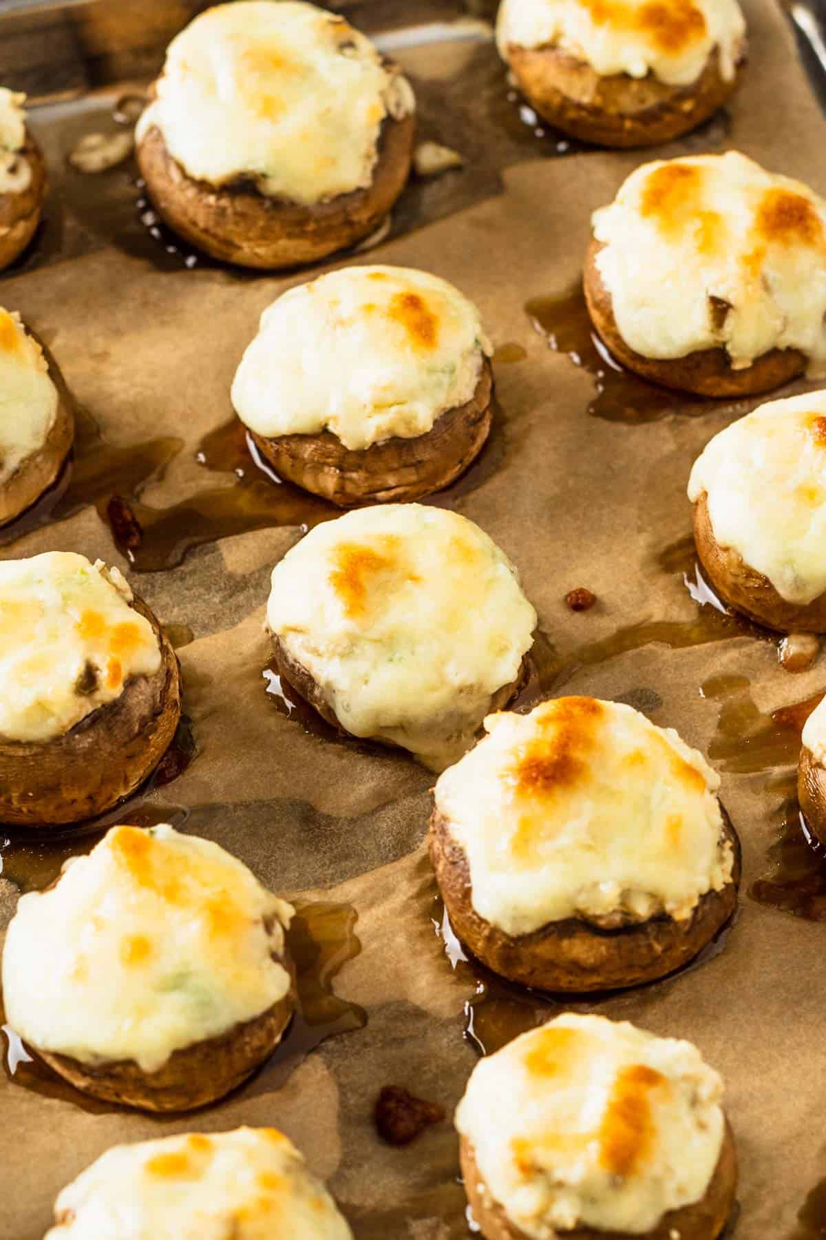 stuffed mushrooms right after baking