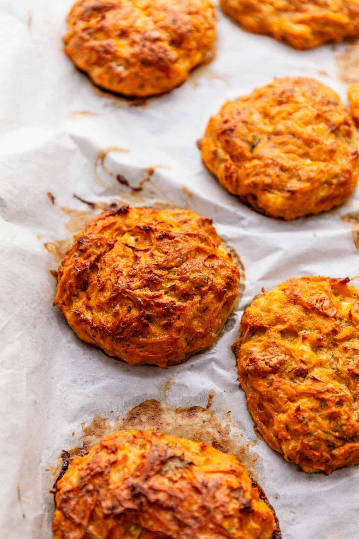 freshly baked sweet potato fritters.