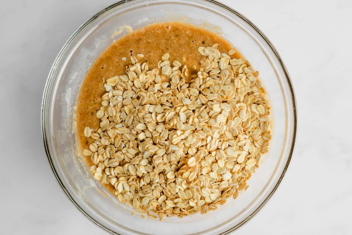 oats and peanut butter in a bowl