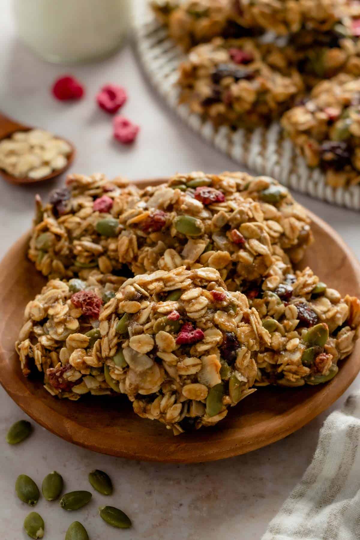 a stack of healthy oatmeal breakfast cookies