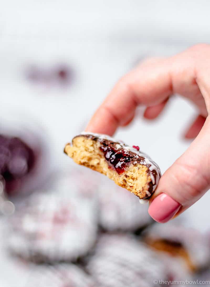 Thumbprint Cookies with Jam and Chocolate (Vegan, Gluten-free, Dairy-Free)