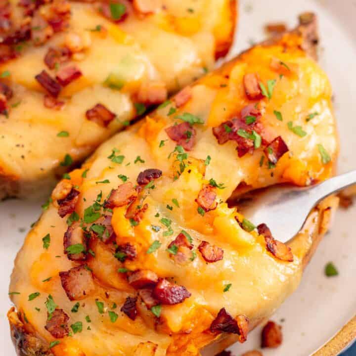 Twice Baked Sweet Potato Baking