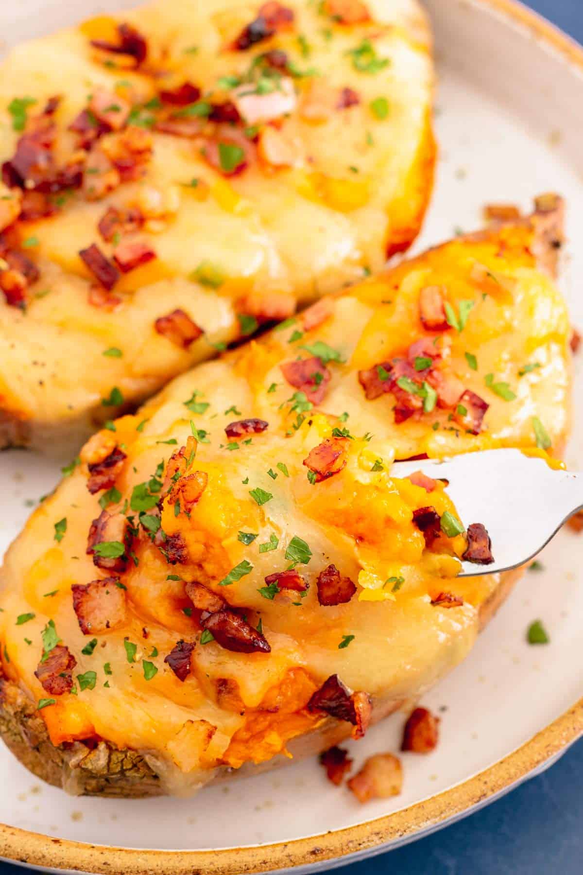 Twice Baked Sweet Potato Baking