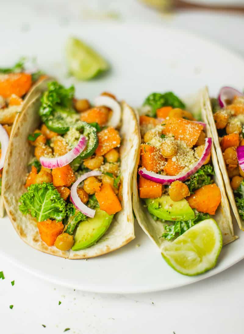 Sweet Potato, Chickpea and Kale Tacos (Vegan)