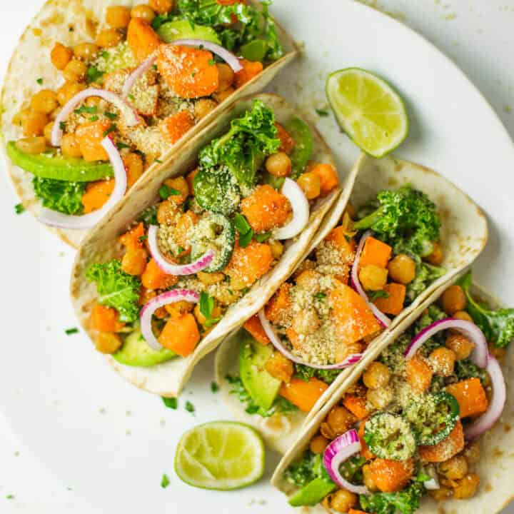 Sweet Potato, Chickpea and Kale Tacos (Vegan)